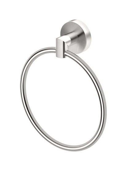 Glam Towel Ring in Satin Nickel.